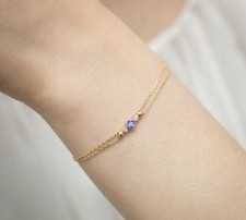 14 Ct Gold Tanzanite And Diamond Bracelet 21 Cm