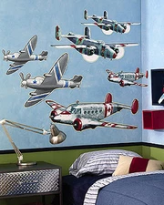Airplanes 6 Large Wall Murals Decals Sticker Boys Room Airforce Army War Decor