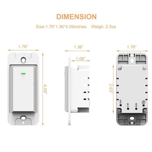Smart WIFI Light Switch Remote Alexa Google Home Voice Control Smart Life 2Pack - Picture 2 of 6