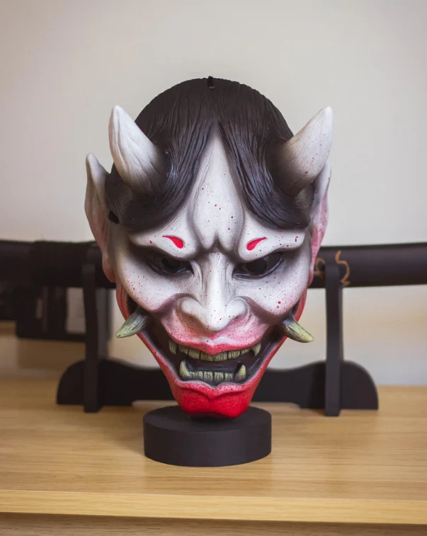Hannya Crimson Fury Oni Mask | Japanese Demon Mask| Handcrafted Resin with Blood - Image 3 of 4