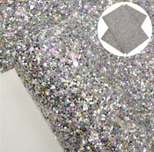 Super Chunky glitter FAUX LEATHER SHEET 8" x 12" 1099908 Silver Pastel Mix