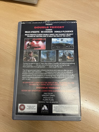 Double Target VHS Big Box Ex Rental Miles O'Keefee Donald Pleasence rare working - Picture 2 of 5