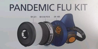 Sundström SR100 Atemschutzset Pandemic Halbmaske P3 Filter Vorfilter Gr S/M