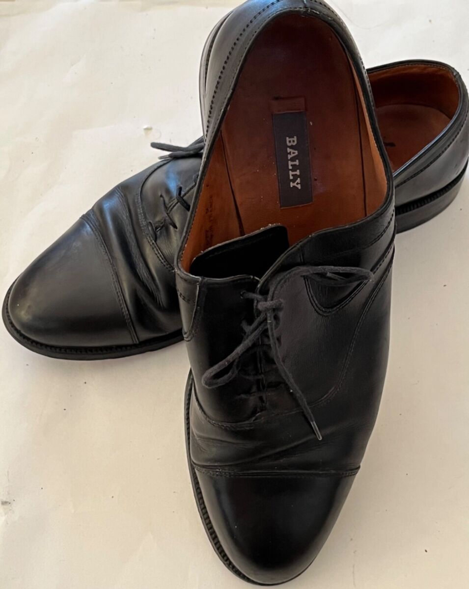 GOODYEAR BALLY Hand Made Black leather Men Oxford Shoes Size GOODYEAR BALLY Hand Made Black leather Men Oxford Shoes Size