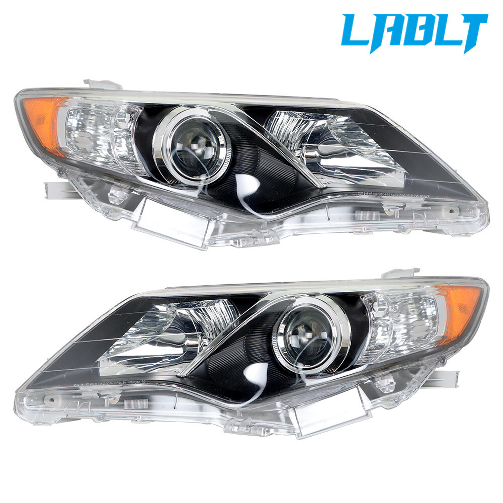 LABLT Projector Headlights Pair Halogen For 2012-2014 Toyota Camry LE SE Black