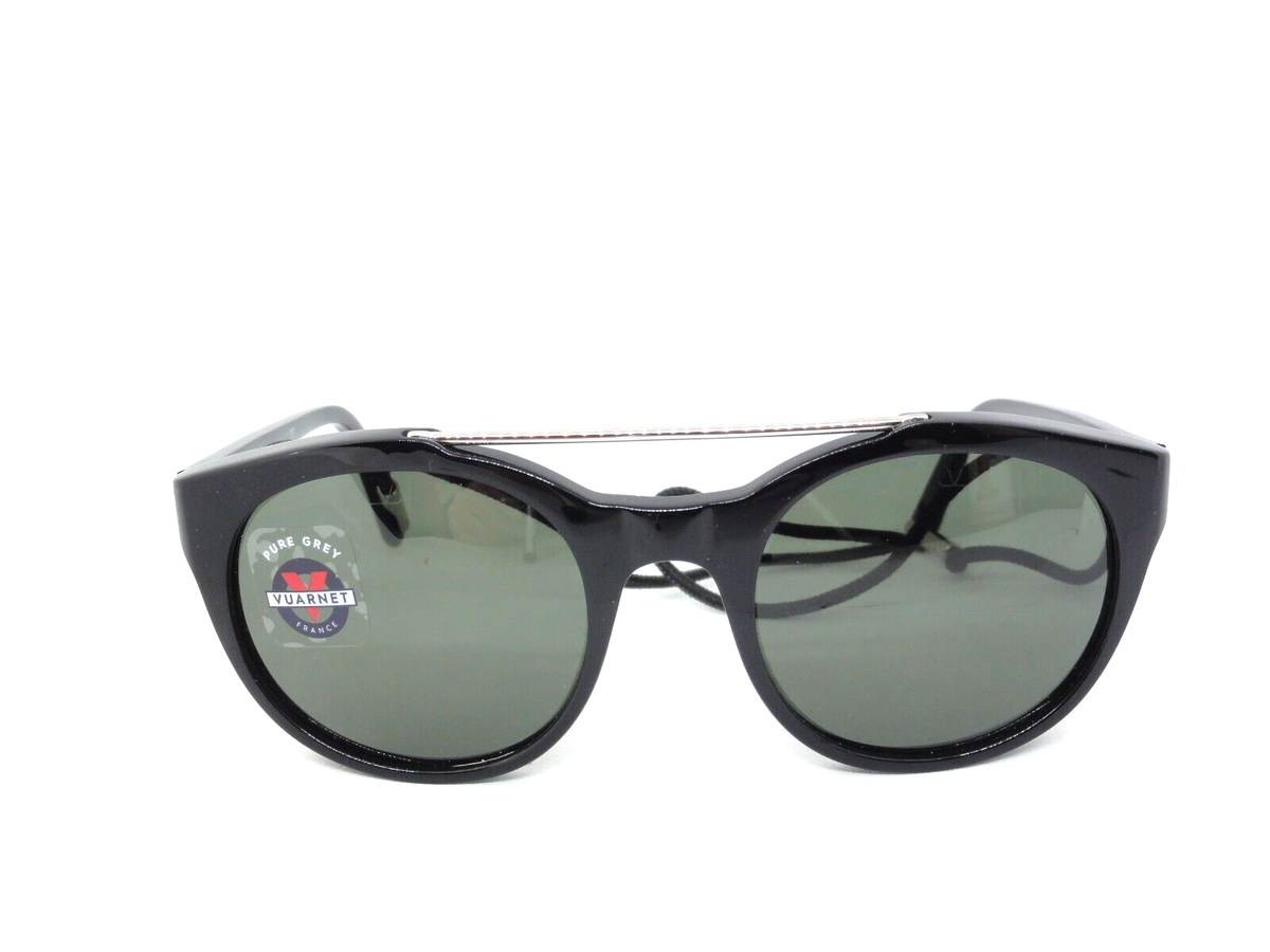 Vuarnet Black Pure Gray Sunglasses Round Lanyard Vl1606 0001 