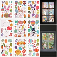 LUTER 121pcs 9 Sheets Easter Window Stickers, Static Clings Easter Decoration 