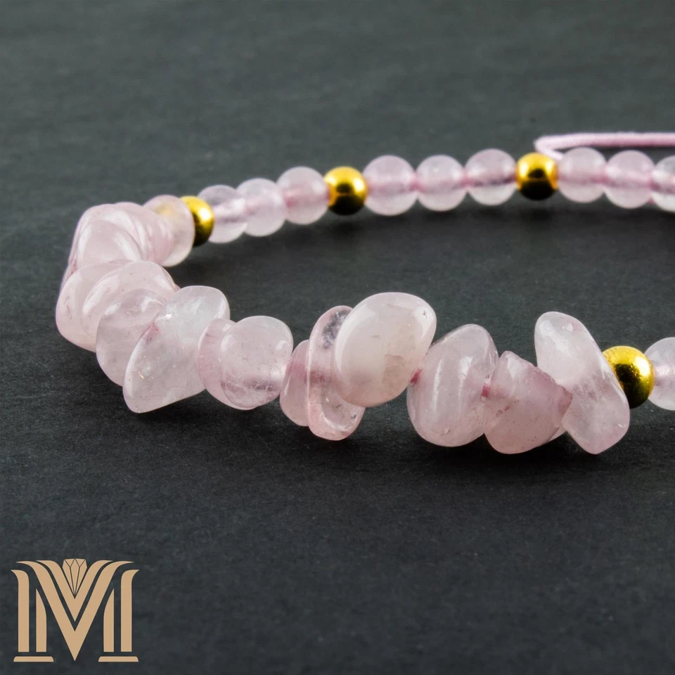 Handmade Rose Quartz Bracelet – Adjustable Healing Crystal Jewelry with Golden - Image 2 of 4