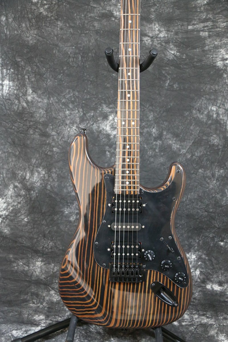 Zebrawood Electric Guitar ST Style Zebra Wood HSH Black Zebrawood Electric Guitar ST Style Zebra Wood HSH Black