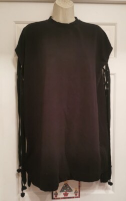 Puma x Fenty by Rihanna Womens Shoulder 3  Lace Sleeved Black Sweatshirt Size 10