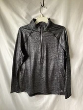 RBX Athletic Active Women’s Silver Shimmer Black Long Sleeve Shirt  1/2 Zip Sz L