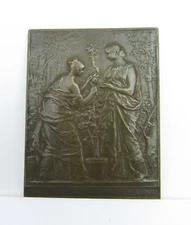 Daniel Dupuis Bronze Horticulture French Art Nouveau Signed Gardening Plaque