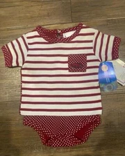 NWT Two Feet Ahead Arkansas Razorbacks Red Polka Dot Outfit sz NB
