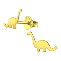 1 Paar Ohrringe Ohrstecker Dinosaurier 925Er Sterling Silber Vergoldet