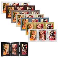 4x6 5x7 Triple Picture Frame Trifold Hinged Photo Frame with 3 Openings Desk Top