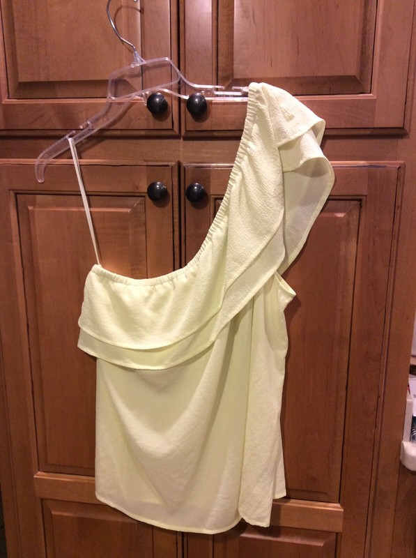 Women APT 9 One Shoulder Ruffle Blouse Size XL Color Lemon Yellow