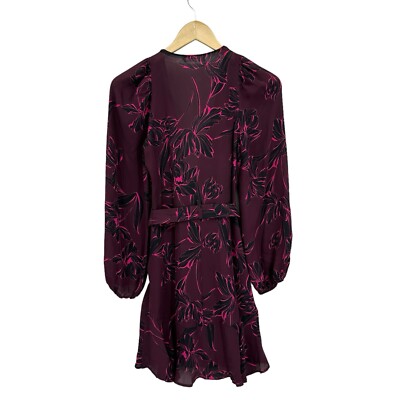 A.L.C. Dress Womens 0 Embry Bordeaux 100% Silk Chiffon Long Sleeve Wrap  S970 | eBay