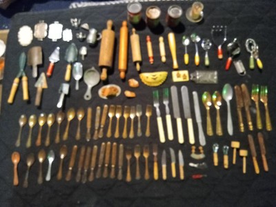 vintage victorian dollhouse Miniature Kitchen Utensils And Other Accessories Lot