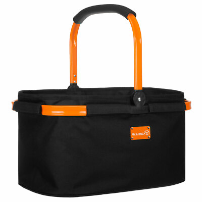 ALUBOX  Einkaufskorb 22 Liter Schwarz Picknickkorb Aluminiumrahmen Orange