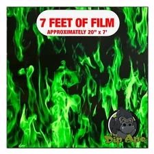 Hydrographic film Green Flames 7' x 20" hydro dip dipping