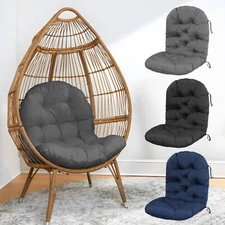Egg Swing Chair Cushion Deep Tufted Waterproof Cushion w/ Removable Zipper Cover