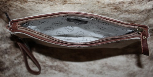 Bolso sin asas Myra Bags #0786 de cuero/peliron 11"x1"x7" bolsa de cosméticos ~ muñeca ~ - Imagen 3 de 3