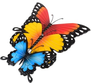 Wall Art Indoor / Outdoor Metal Wall Decor Butterfly, Set of 3