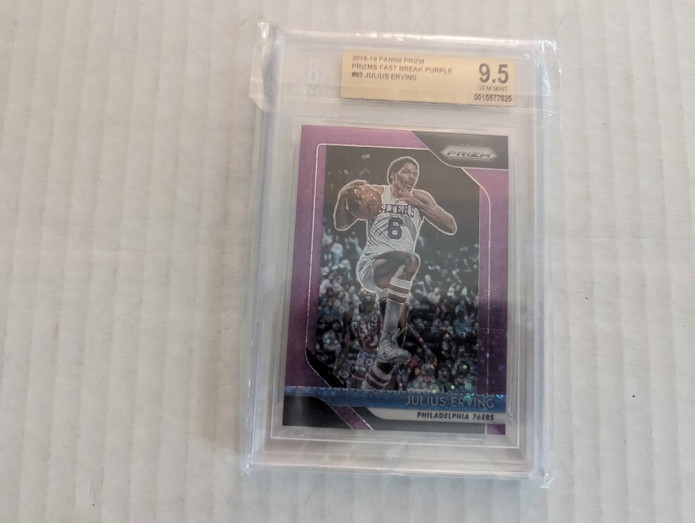 Julius Erving -  2018 - 19 Panini Prizm: Fast Break Purple Beckett 9.5 ...of/75