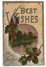 The New Year Holiday Postcard Best Wishes Gre...
