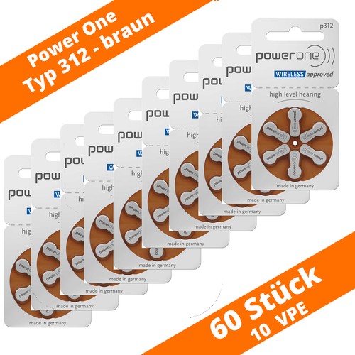 30 Batterie Per Apparecchi Acustici POWER ONE Modello Misura 312 Marrone PR41 - Foto 3