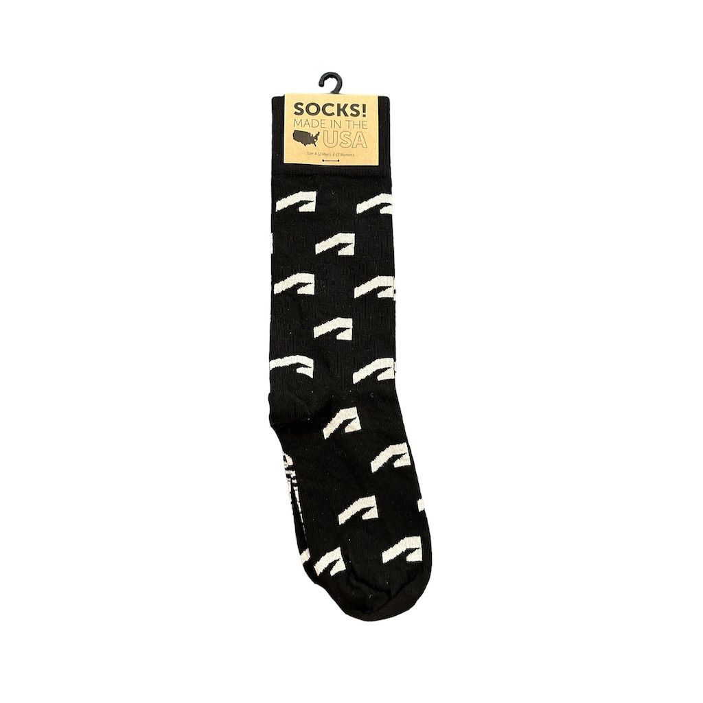 Socks! Sustainable Black Patterned Crew Socks Unisex One Size 2 Piece Set-image