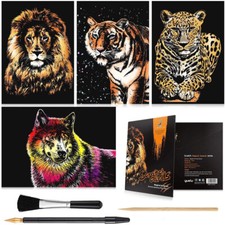 4PCS Rainbow Scratch Art Painting Paper A4 for Kids  Adults, Art Craft