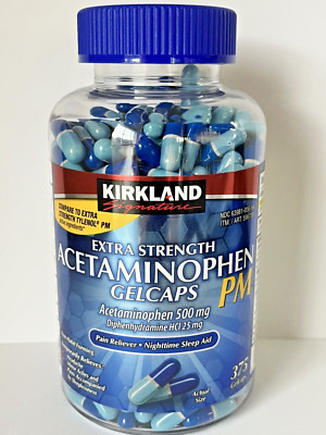 Kirkland Signature Acetaminophen PM, 500 mg, 375 Capsules EXP 11/2027
