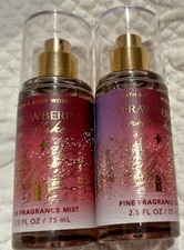 2 x Bath  Body Works "Strawberry Snowflakes" 2.5 oz Fine Fragrance Body Mist
