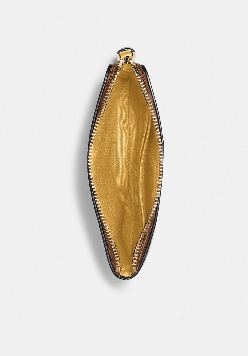 NWT COACH Corner Zip Wristlet Signature Canvas & Leather 58035