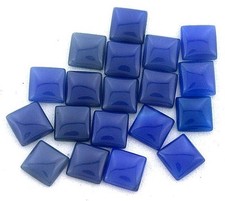 EIGHT 4mm Square Flat Top Rectangle Dyed Blue Agate Cab Cabochon Gem Gemstone