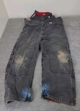 Vtg CARHARTT R04 Black Union Double Knee Insulated BIB/OVERALLS Mens 48x32 USA