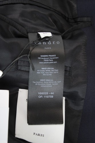 Sandro Travel Blazer Men (EU) 50 Single Breasted Wool Blend Lined Blue - Picture 5 of 7