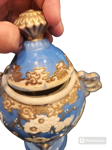 Jarrón antiguo japonés de oro azul de 1900 - Imagen 15 de 22