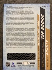 21-22 opc top rookie redemption bounty opc-4 puzzle back hockey unscratched