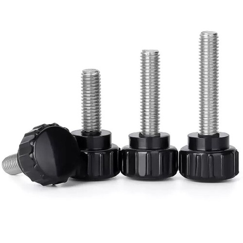 304 Stainless Steel Black Plastic Round Head Knurled Thumb Screws M3 M4 M5 M6 M8 - Picture 5 of 12