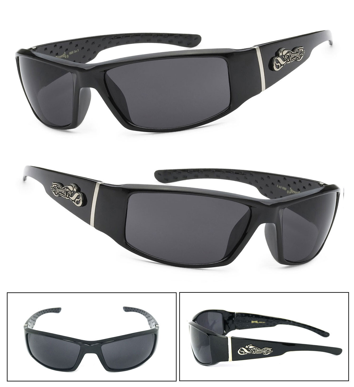 Mens Choppers Outdoors Bikers Sports Motocycle Wrap Style Sunglasses - Black C38