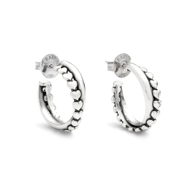 Boucles D'oreilles Double Cercle Perles Giovanni Raspini - Argent 925, Fermoir Papillon