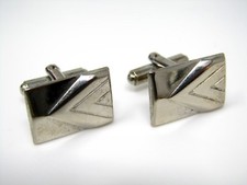Vintage Cufflinks Jewelry: Arrow Lines Design Silver Tone Modernist