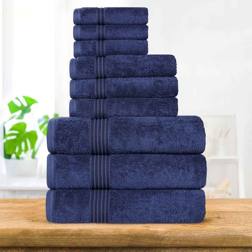 600 GSM Egyptian Cotton Highly Absorbent Solid 9-Piece Ultra Soft Towel Set - Picture 68 of 132