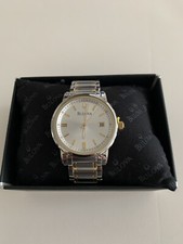 NEW Bulova Men's Vintage Stainless Steel Two-tone Silver Dial Watch C937521