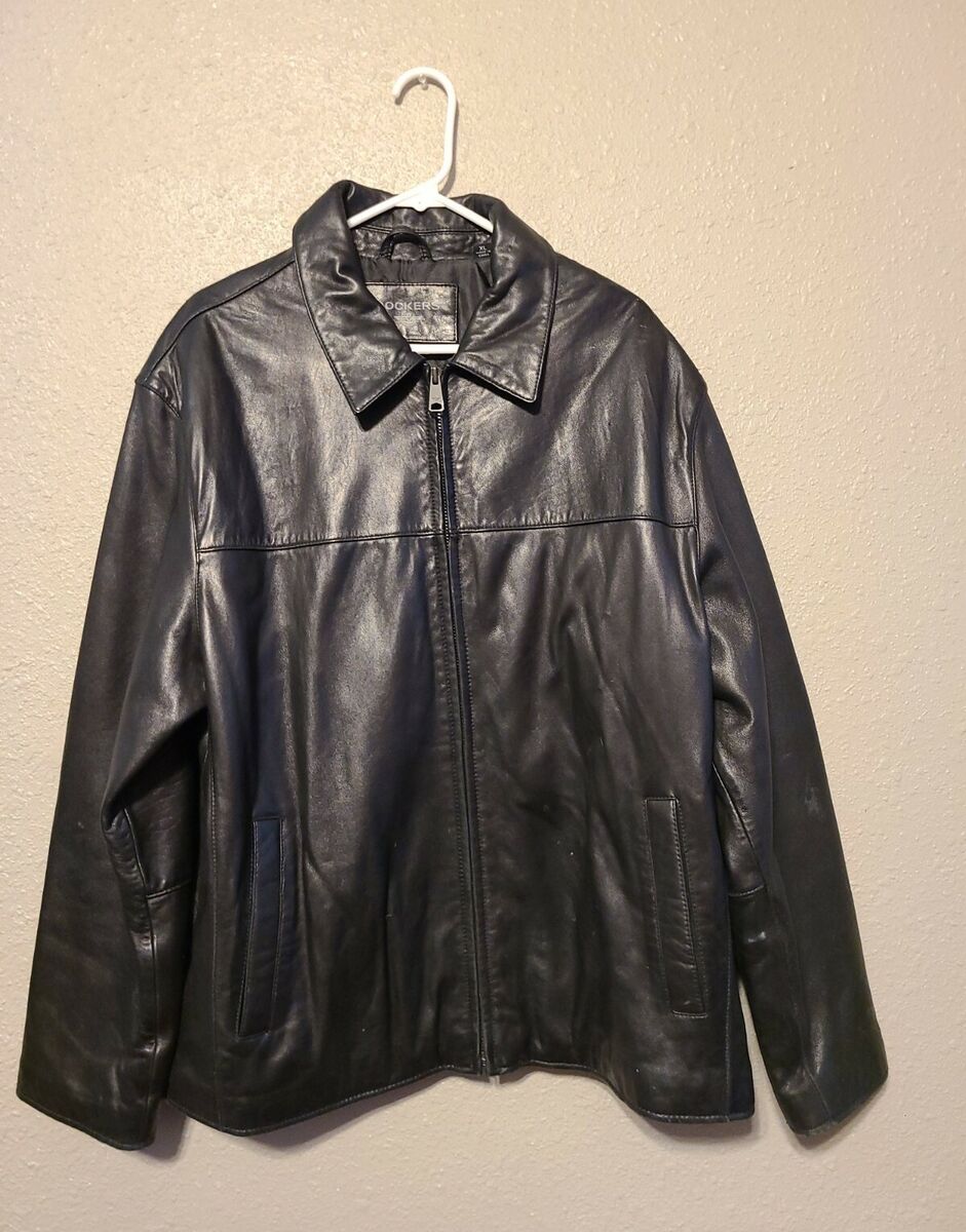 DOCKERS Men's Genuine Real Leather Jacket XL Black Fast Ship DOCKERS Men's Genuine Real Leather Jacket XL Black Fast Ship