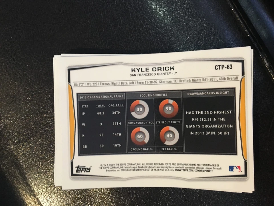 Bowman Draft CTP-63 2014 Kyle Crick lote de 10 unidades totalmente cromado Gigantes de San Francisco Foto 2 de 2