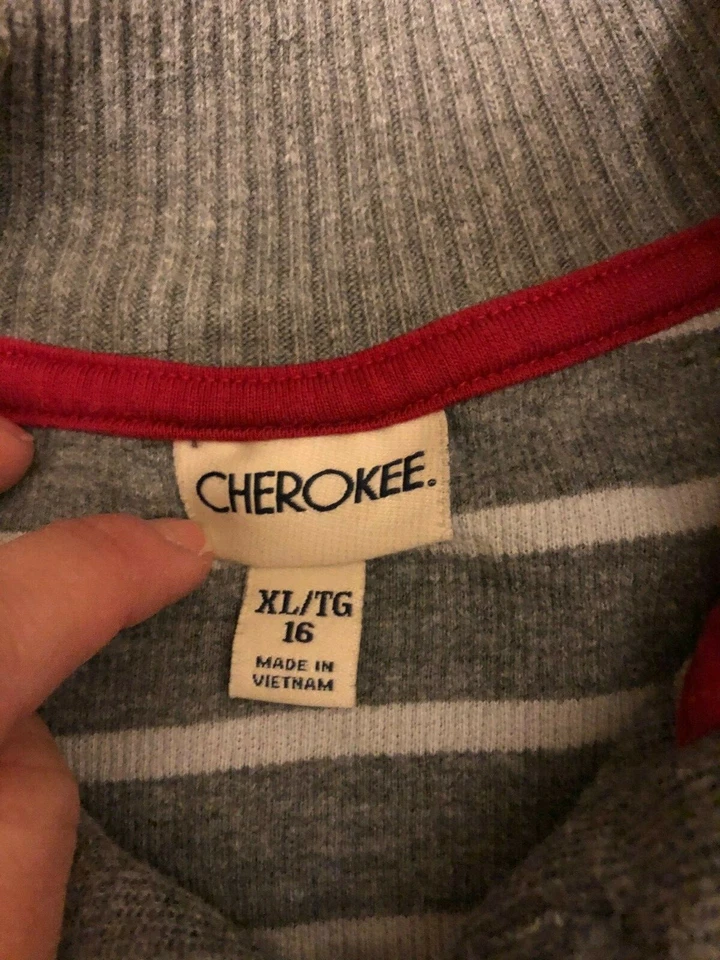 Boy’s Cherokee Gray & White Striped Pullover Henley Sweater Size XL 16 - Image 4 of 4