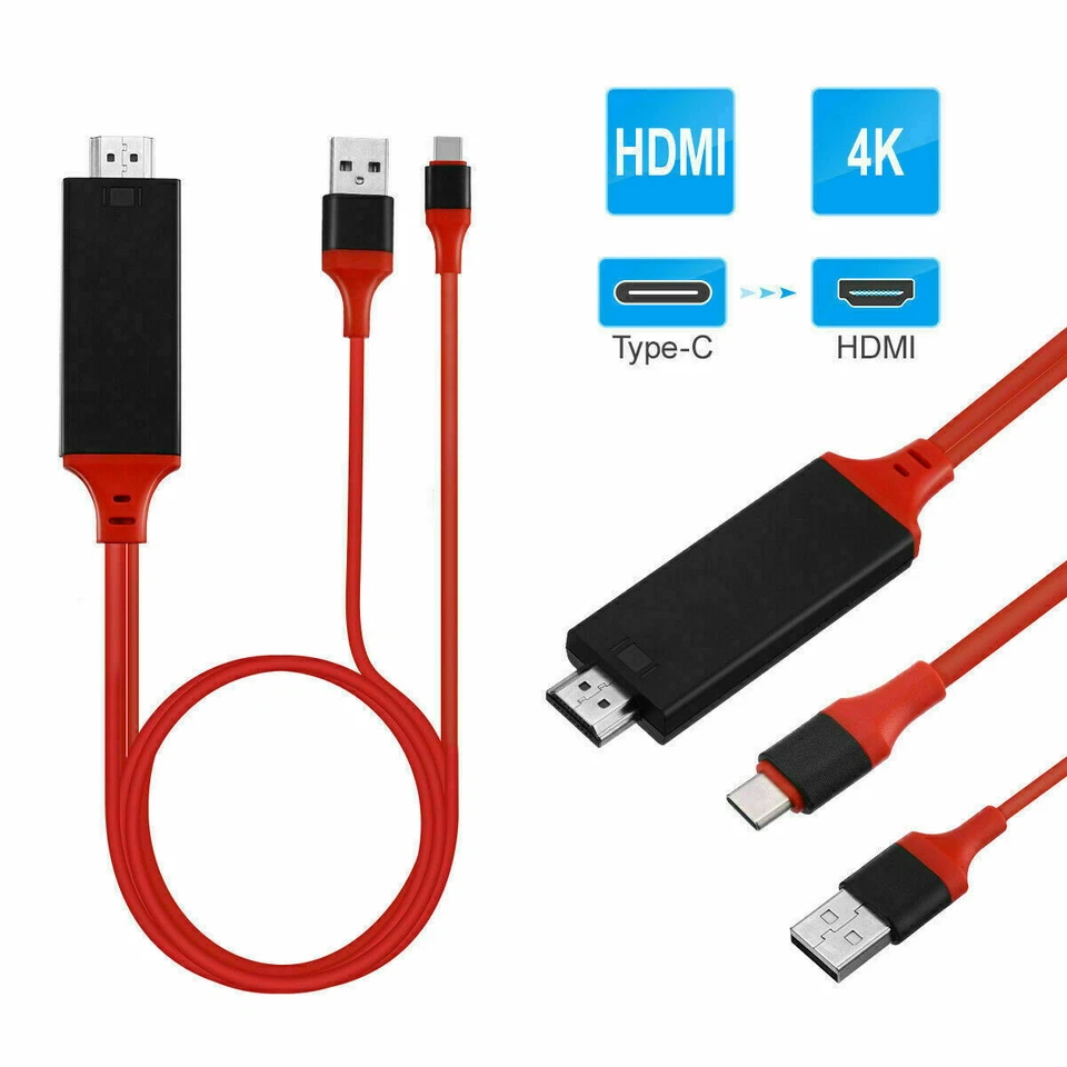 Adaptador de cable MHL USB-C tipo C a HDMI USB A HD TV para teléfonos Android tableta NEGRO Foto 2 de 4